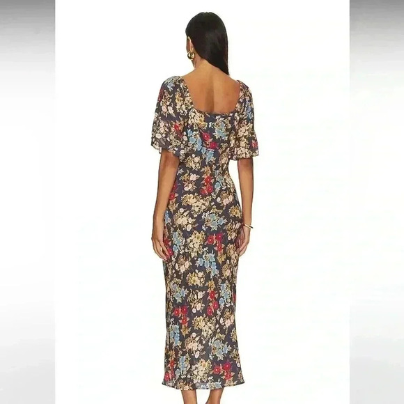 NWT Spell Flora Midi Flutter Sleeve Floral Dress Mystic S - Picture 2 of 5